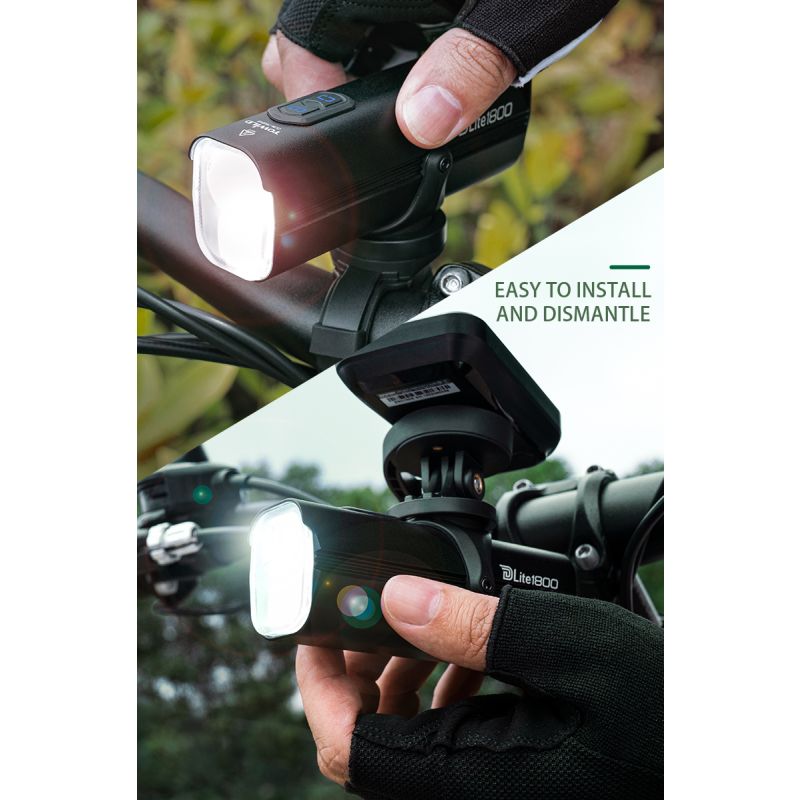 Ontdek TOWILD DLite 1800 USB oplaadbare fietslamp hoge lumen LED voorlamp 5000mAh waterdichte fiets veiligheid