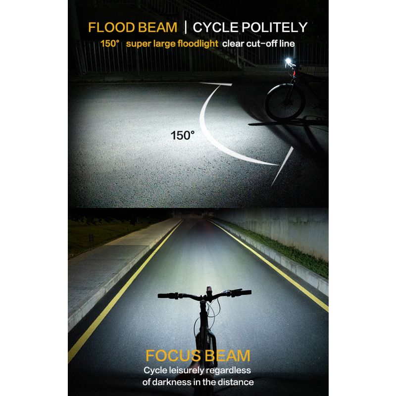 Ontdek TOWILD DLite 1800 USB oplaadbare fietslamp hoge lumen LED voorlamp 5000mAh waterdichte fiets veiligheid