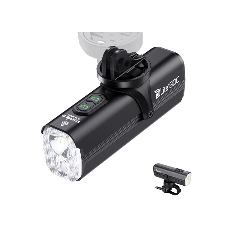 Ontdek TOWILD DLite 1800 USB oplaadbare fietslamp hoge lumen LED voorlamp 5000mAh waterdichte fiets veiligheid