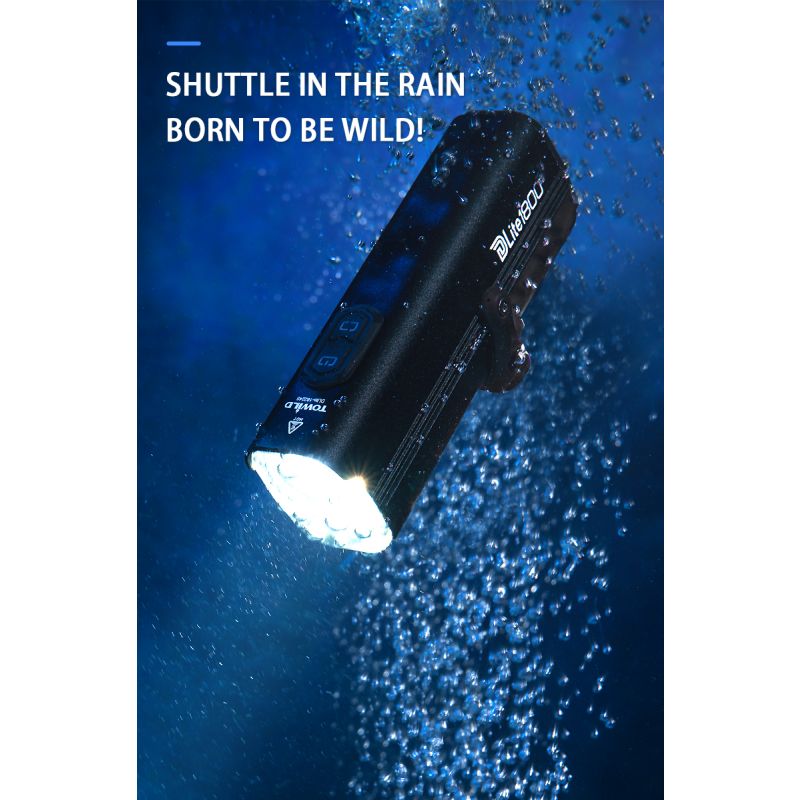 Ontdek TOWILD DLite 1800 USB oplaadbare fietslamp hoge lumen LED voorlamp 5000mAh waterdichte fiets veiligheid