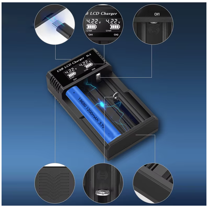 Ontdek veelzijdige USB LCD-batterijoplader voor 18650 3.7V en Ni-MH AA AAA batterijen met slimme laadstatus LCD