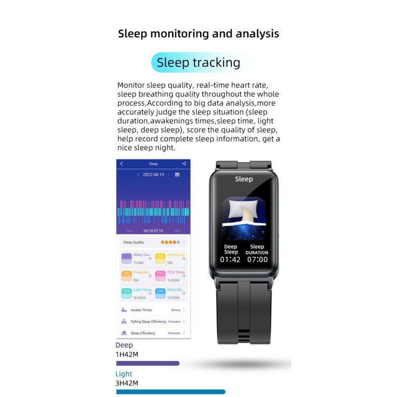 EP01 Smartwatch met Bloedglucosemeter, ECG, PPG & HRV. Hartslag, Temp. Monitor, Waterdicht Fitness Tracker Gezondheidsband