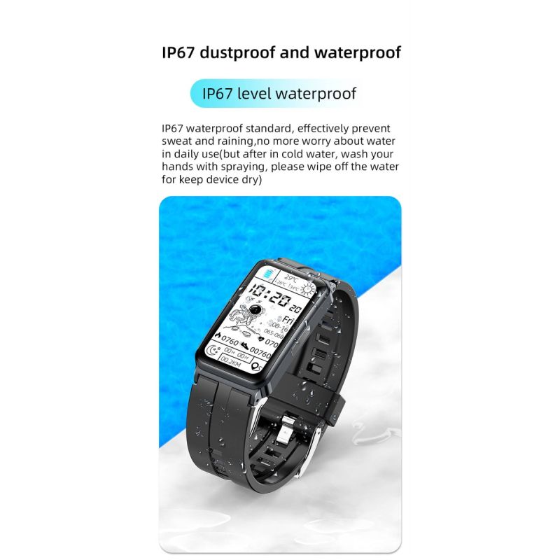 EP01 Smartwatch met Bloedglucosemeter, ECG, PPG & HRV. Hartslag, Temp. Monitor, Waterdicht Fitness Tracker Gezondheidsband