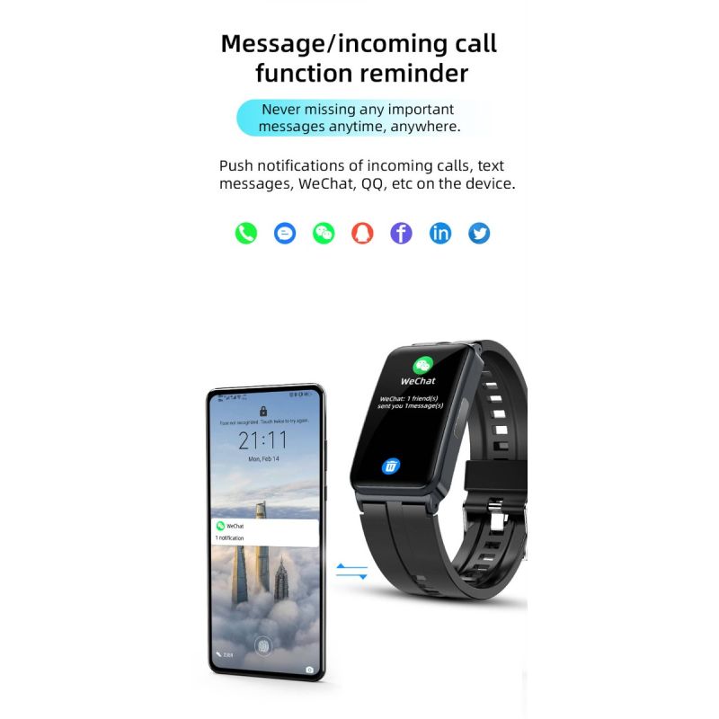 EP01 Smartwatch met Bloedglucosemeter, ECG, PPG & HRV. Hartslag, Temp. Monitor, Waterdicht Fitness Tracker Gezondheidsband