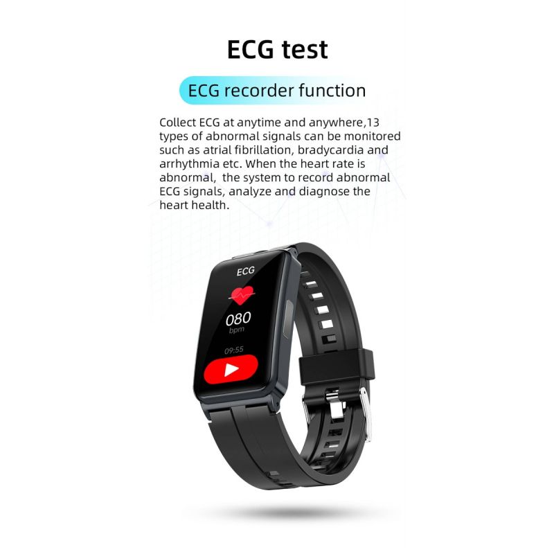 EP01 Smartwatch met Bloedglucosemeter, ECG, PPG & HRV. Hartslag, Temp. Monitor, Waterdicht Fitness Tracker Gezondheidsband
