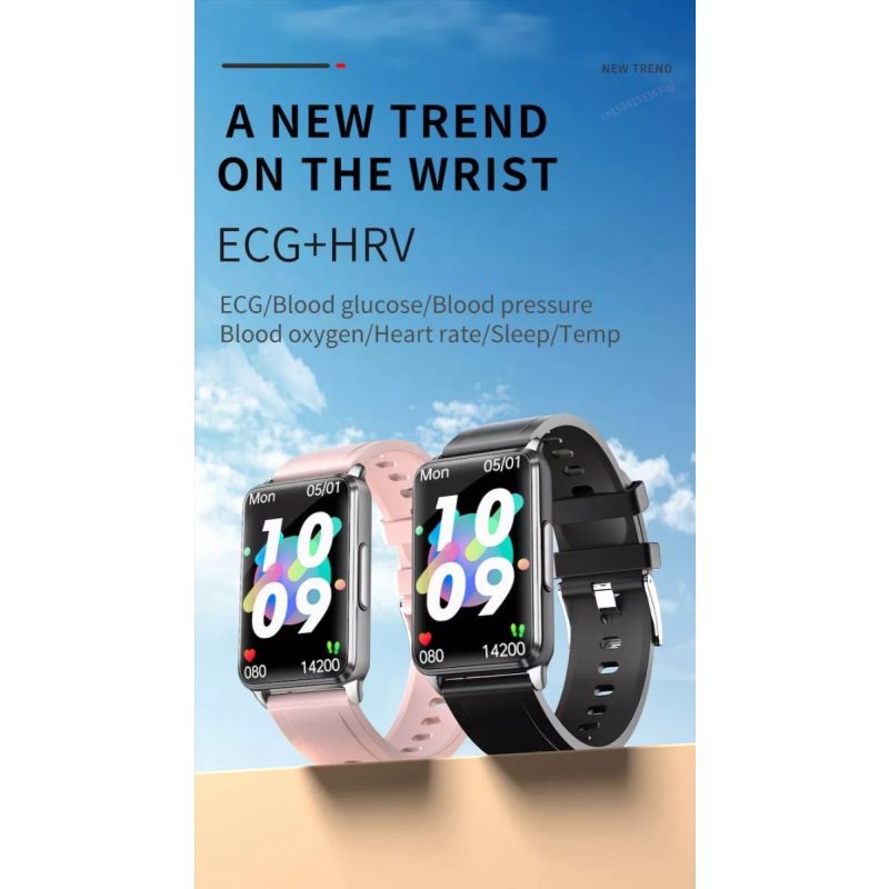 EP02 Smartwatch Heren Dames - Bloedglucose ECG Hartslag Temperatuur Fitness TrackerIP67