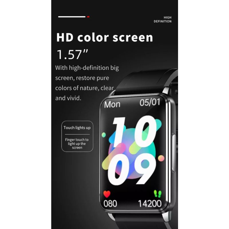 EP02 Smartwatch Heren Dames - Bloedglucose ECG Hartslag Temperatuur Fitness TrackerIP67