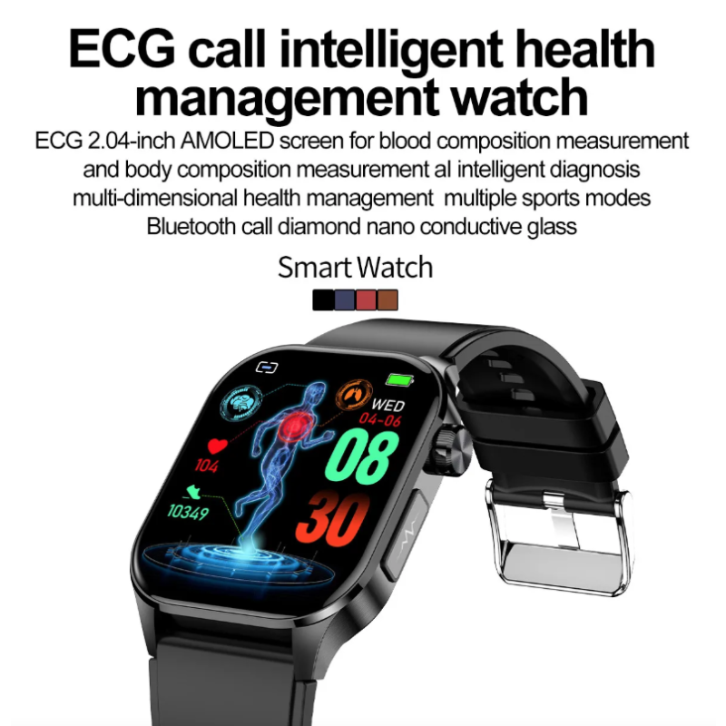 E580 Bloedglucose Smartwatch: ECG, Hartslag, Bloeddruk, IP68. Jouw Gezondheidsbewaker & Welzijn!