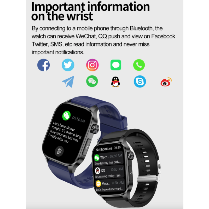 E580 Bloedglucose Smartwatch: ECG, Hartslag, Bloeddruk, IP68. Jouw Gezondheidsbewaker & Welzijn!