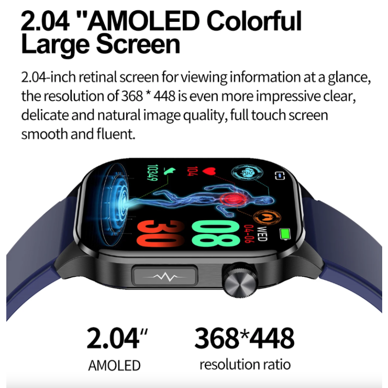 E580 Bloedglucose Smartwatch: ECG, Hartslag, Bloeddruk, IP68. Jouw Gezondheidsbewaker & Welzijn!