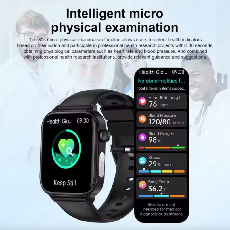 ET585 ECG+PPG AI Gezondheidsdiagnose Smartwatch | Bloedlipid, BP & Urinezuur Meting
