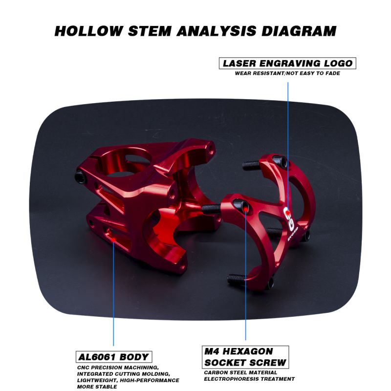 EVOSID Mountainbike Stuurpen 31.6mm Robuust Ontwerp Korte Power 40mm Lichtgewicht Verstelbare Hoogte Zwart