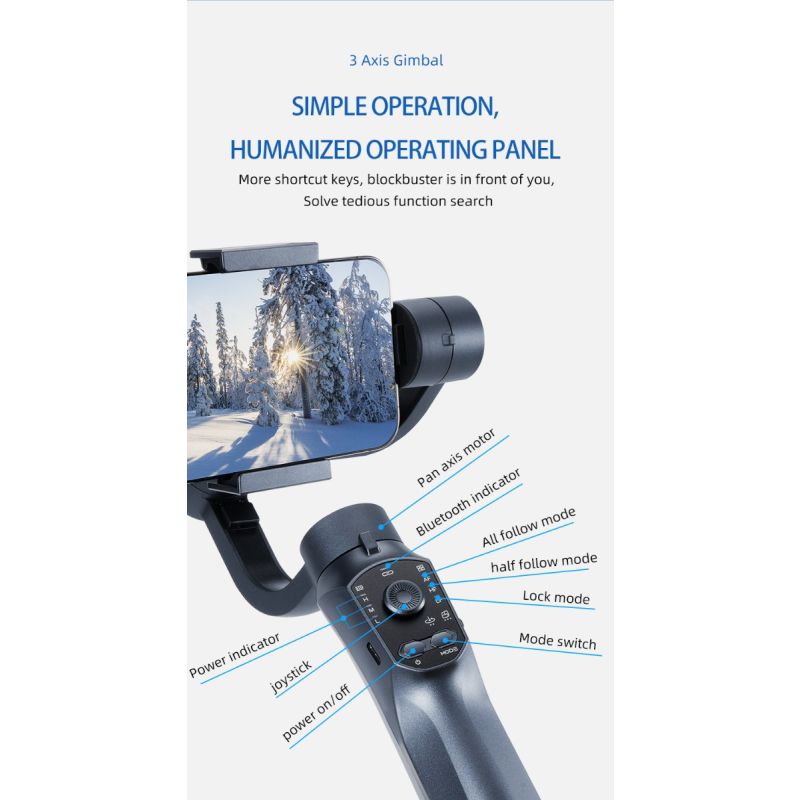 F10 Pro Stabilizer 3-assige telefoon gimbal voor vloeiende videokwaliteit mobiele videografie Android iPhone