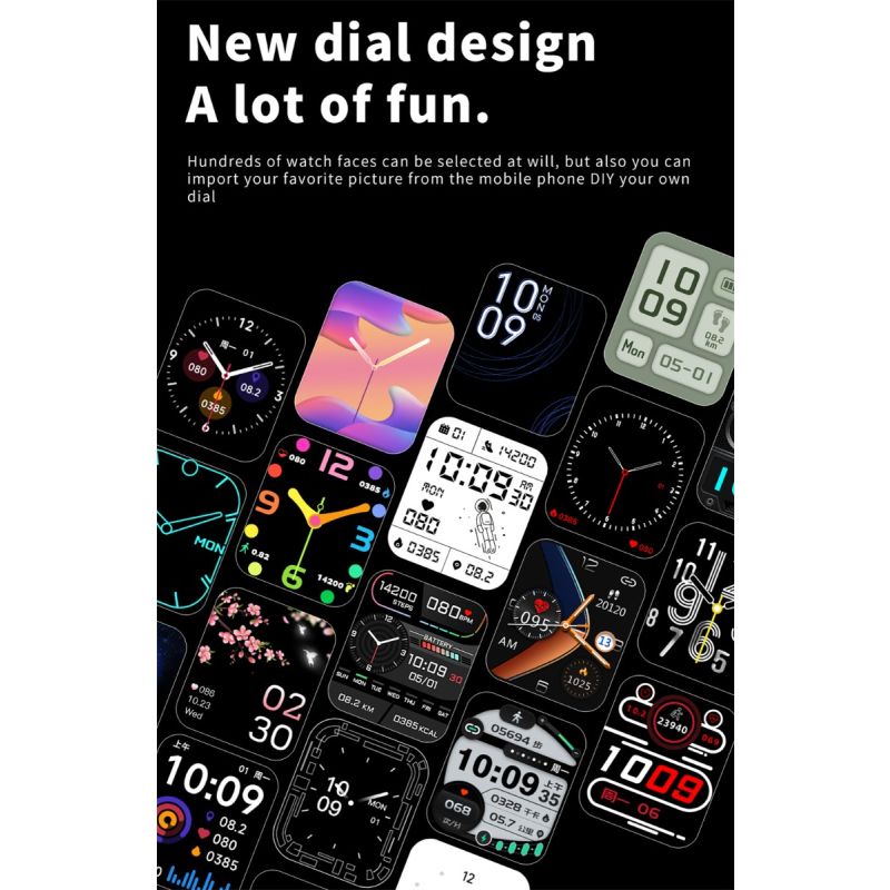 F57L Smartwatch voor Bloedglucose, Bloeddruk, Hartslag & Temperatuur Monitoring | Sport & Gezondheid Fitness Tracker