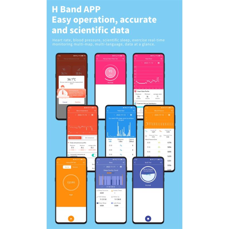 F57L Smartwatch voor Bloedglucose, Bloeddruk, Hartslag & Temperatuur Monitoring | Sport & Gezondheid Fitness Tracker