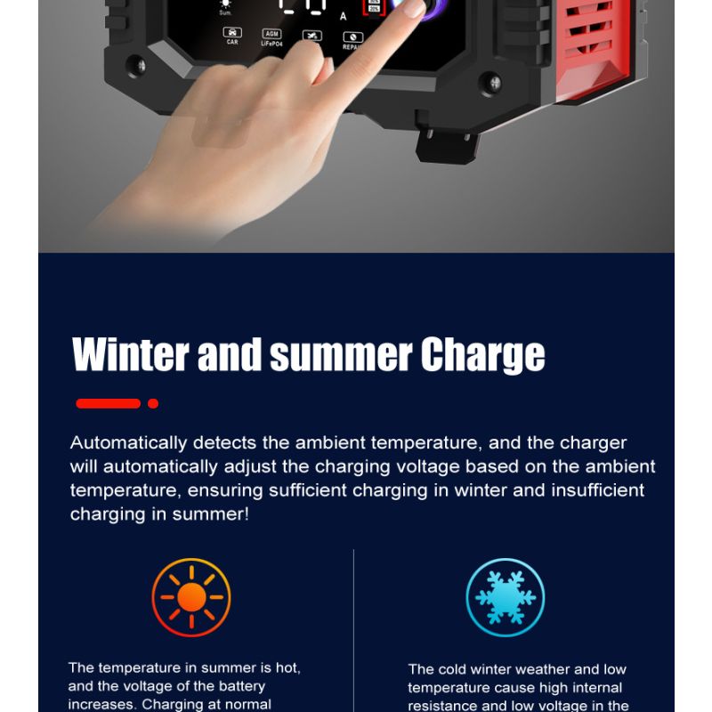 FOXSUR 20A Draagbare Auto Acculader 12V/24V voor Motorfiets Vrachtwagen AGM LiFePO4 Loodzuur Betrouwbare Prestaties