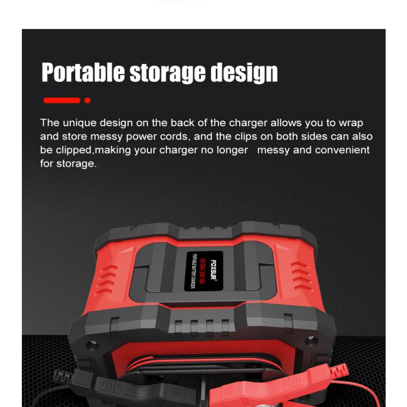 FOXSUR 20A Draagbare Auto Acculader 12V/24V voor Motorfiets Vrachtwagen AGM LiFePO4 Loodzuur Betrouwbare Prestaties