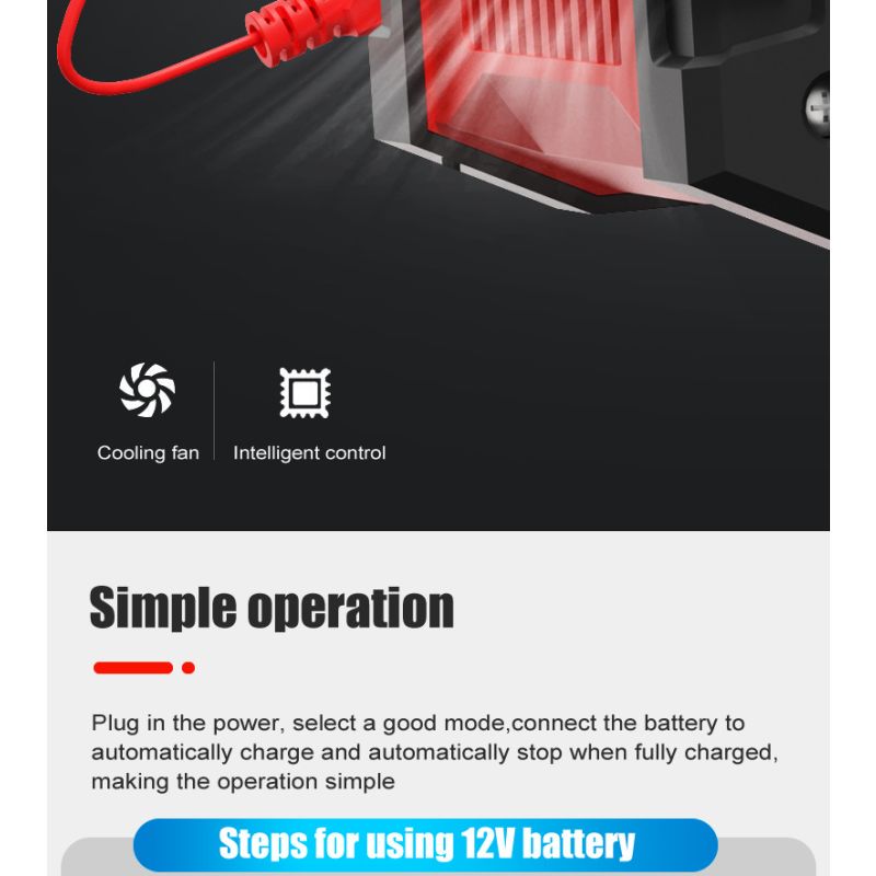 FOXSUR 20A Draagbare Auto Acculader 12V/24V voor Motorfiets Vrachtwagen AGM LiFePO4 Loodzuur Betrouwbare Prestaties