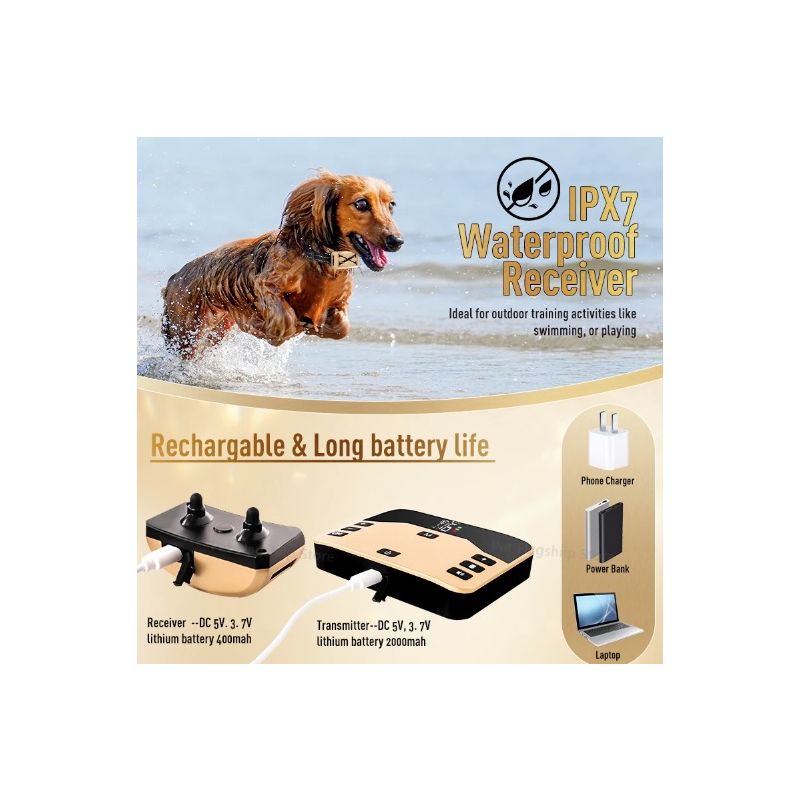 Ontdek de Draadloze Elektronische Omheining en Schokhalsband 2-in-1 voor Dierveiligheid en Comfortabele hondentraining