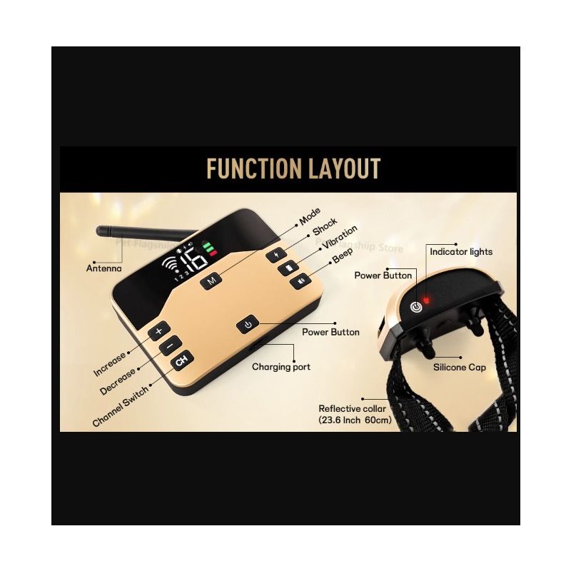 Ontdek de Draadloze Elektronische Omheining en Schokhalsband 2-in-1 voor Dierveiligheid en Comfortabele hondentraining