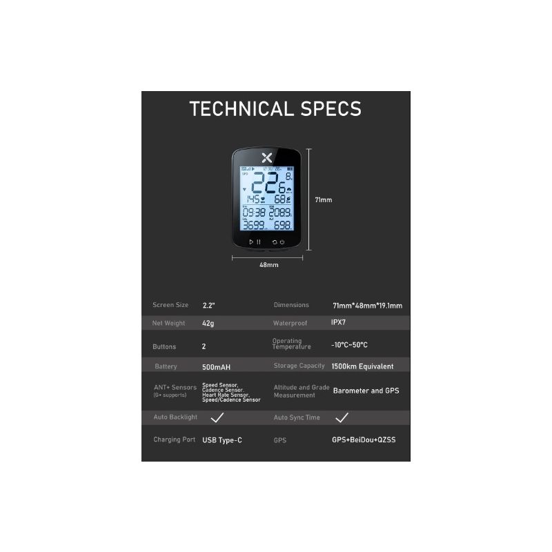 XOSS G+ G2 Fietscomputer Draadloze GPS-generatie met Hartslagsensor en STRAVA Synchronisatie Lange Batterijduur