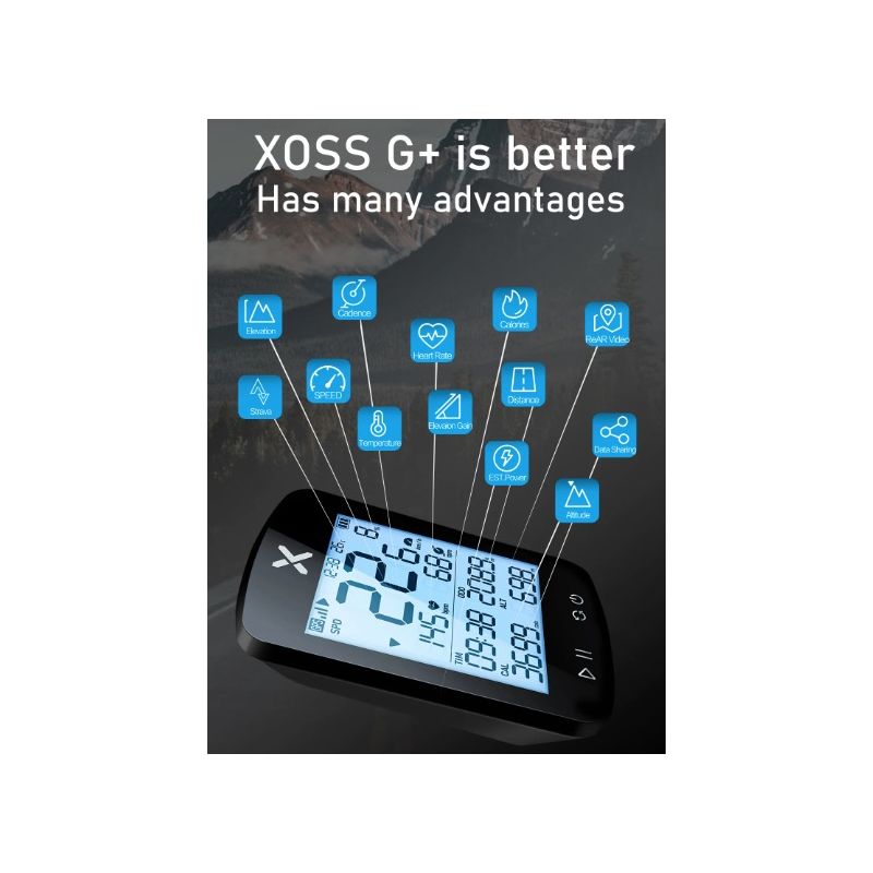 XOSS G+ G2 Fietscomputer Draadloze GPS-generatie met Hartslagsensor en STRAVA Synchronisatie Lange Batterijduur