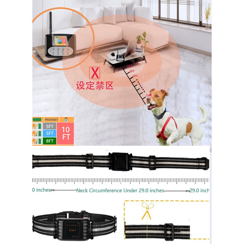 3 in 1 draadloos elektronisch hondenomheiningssysteem met aanpasbare omheining en anti-blaf apparaat 2025
