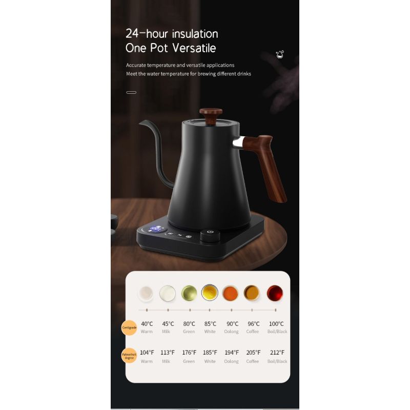 Elektrische Zwanenhalsketel Real-Time Temperatuurregeling Snelle Verwarming Culinaire Delicatessen 1200-watt