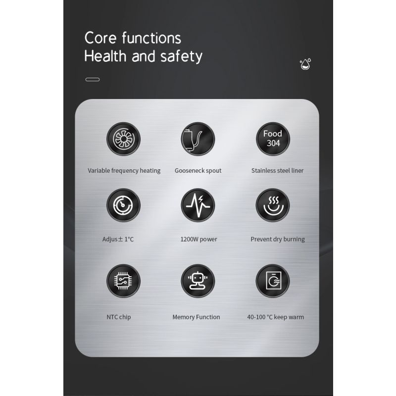 Elektrische Zwanenhalsketel Real-Time Temperatuurregeling Snelle Verwarming Culinaire Delicatessen 1200-watt