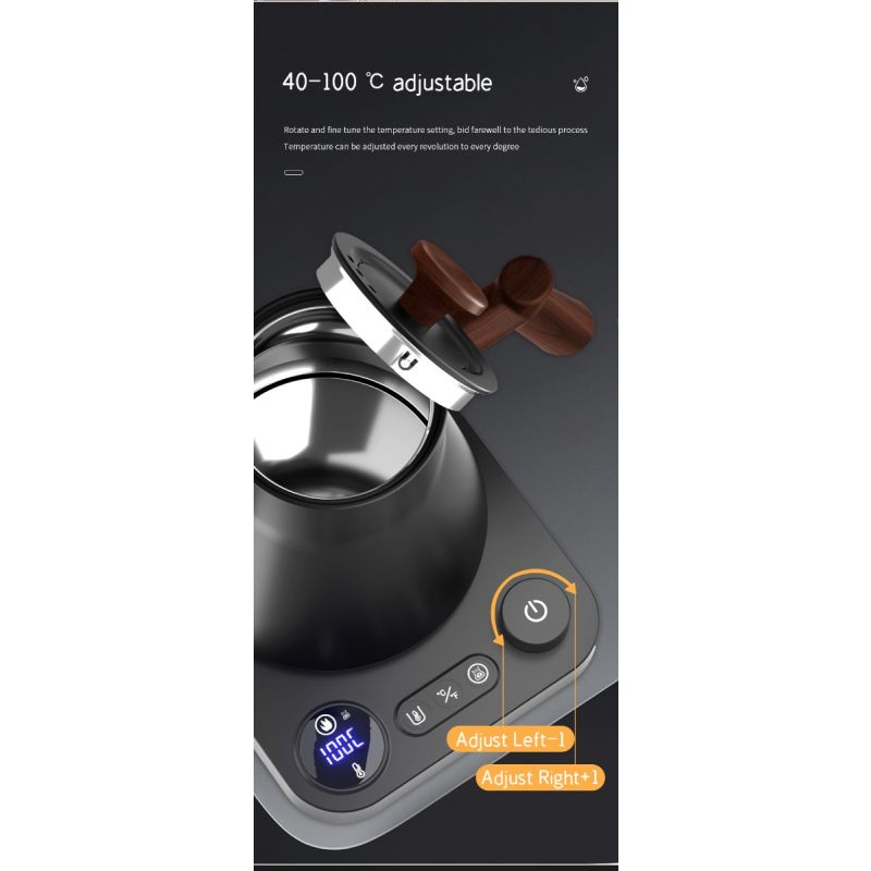 Elektrische Zwanenhalsketel Real-Time Temperatuurregeling Snelle Verwarming Culinaire Delicatessen 1200-watt