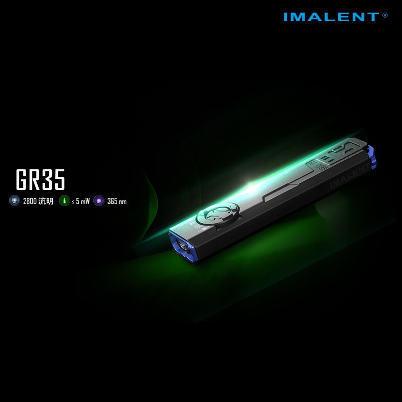 IMALENT GR35 2800 Lumen Multifunctionele EDC Zaklamp Groen: Compact, Krachtig, UV Licht, Rode Laser