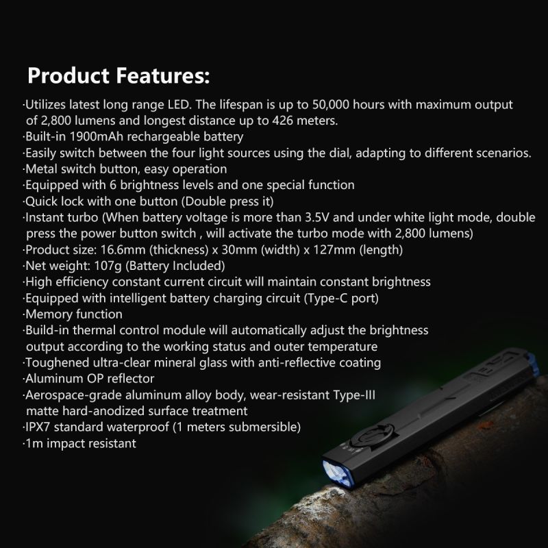 IMALENT GR35 Rood 2800 Lumen LED EDC Zaklamp | Multi-Bron | UV & Laser | Outdoor Avontuur