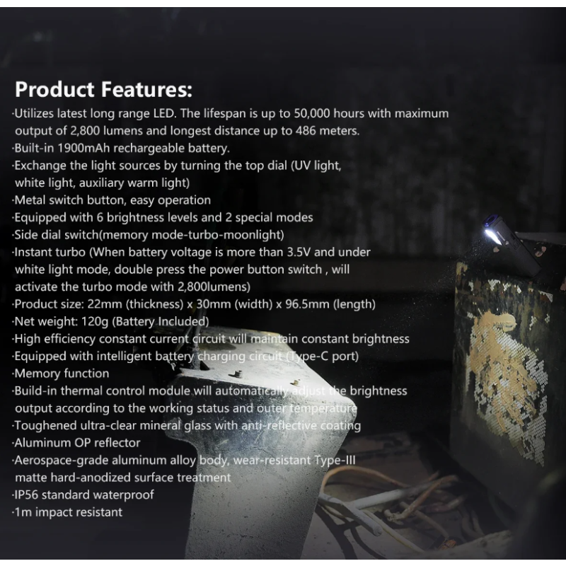 IMALENT GR36 EDC Zaklamp | 2800 Lumen | Type-C, UV, Magnetisch, Clip-on & Super Helder