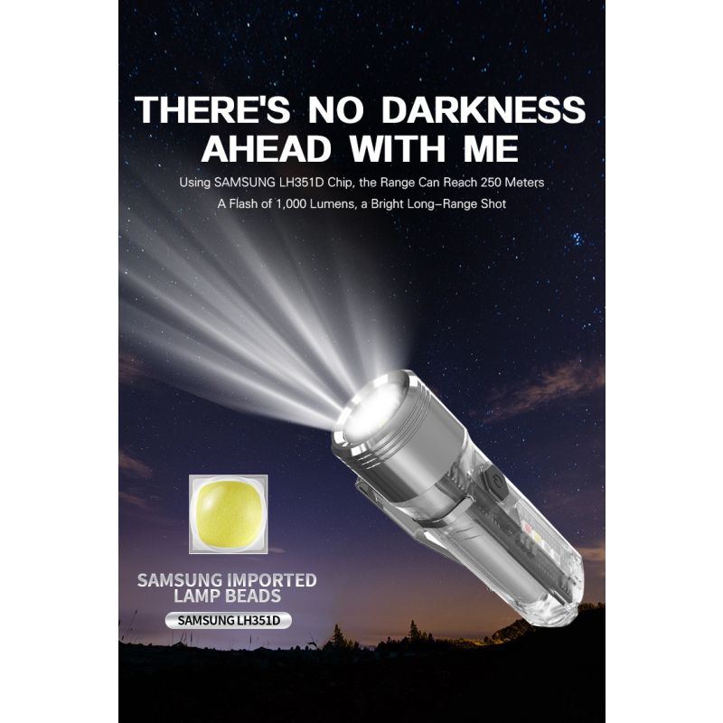 GT13 TIKI Mini Sleutelhangerlicht USB-oplaadbaar 1000 Lumen Compact voor Avonturen en Buitenactiviteiten