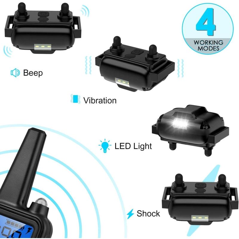 Ontdek de 800m elektrische hondentrainingshalsband waterdicht met LCD-scherm en verstelbare trainingsniveaus