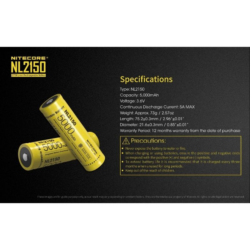 Nitecore NL2150 5000mAh 3.6V Li-ion oplaadbare batterij voor krachtige zaklampen en draagbare elektronica