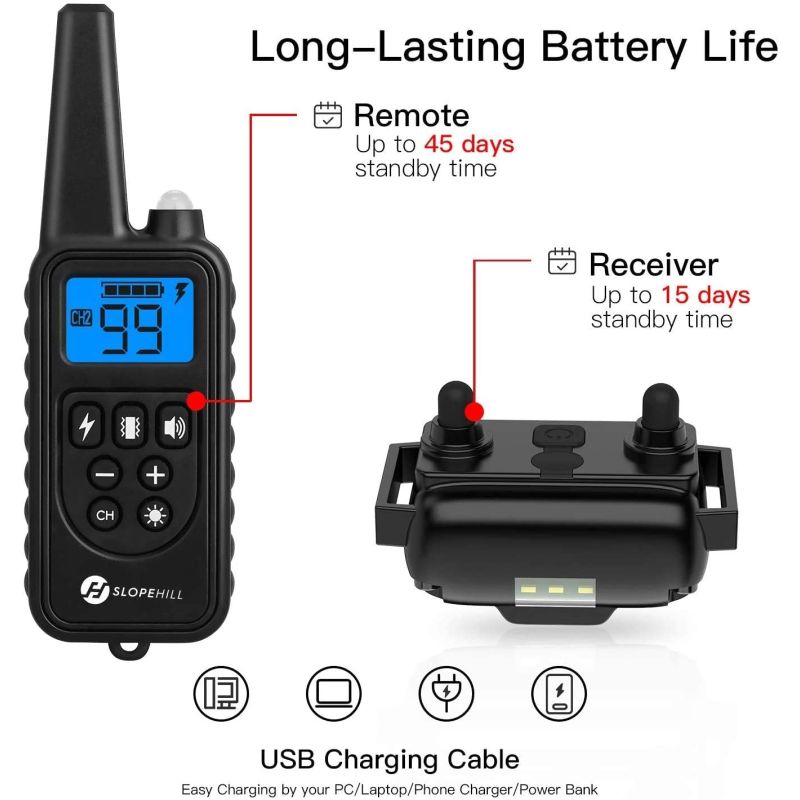 800m Elektrische Hondentrainingshalsband met LCD scherm voor humane training waterdicht en oplaadbaar