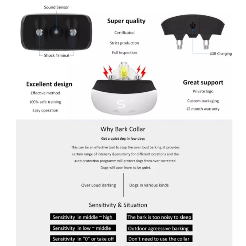 Nieuwe Touch 7 Level Sn Trainingshalsband Waterdicht Oplaadbaar Veilig Statische Schok Anti Blaffen Hondenhalsband