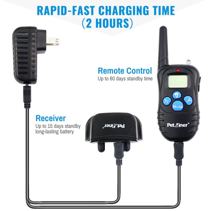 Petrainer 998D afstandsbediening elektrische hondenhalsband met bereik van 300 meter waterdichte oplaadbare trilhalsband