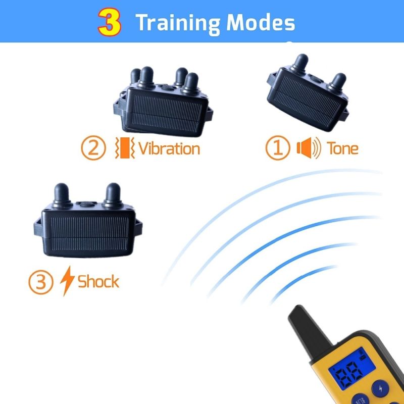 2020 nieuwe elektrische hondentrainingshalsband met 1000m bereik waterdicht oplaadbaar met instelbare stimulatieniveaus