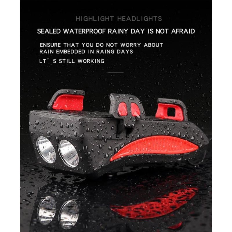 Multifunctionele 4 in 1 MTB fietsverlichting USB oplaadbare LED koplamp met verstelbare telefoonhouder & powerbank