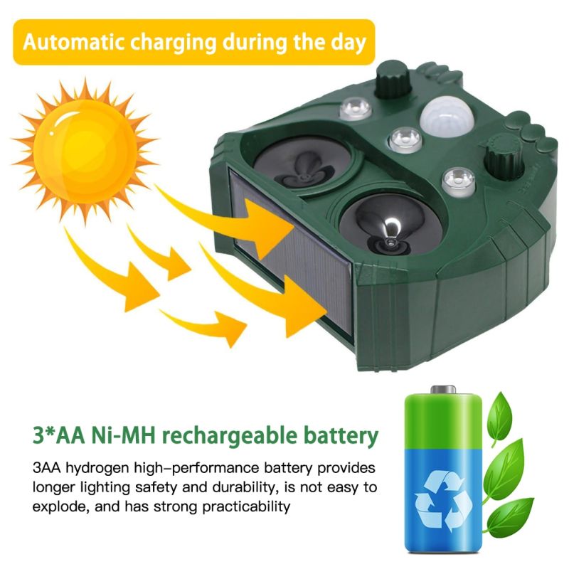 Dierlijke Repeller Ultrasone Zonne-energie Buitenbescherming Humane Afweermiddel Weerbestendig Veiligheid Tuin