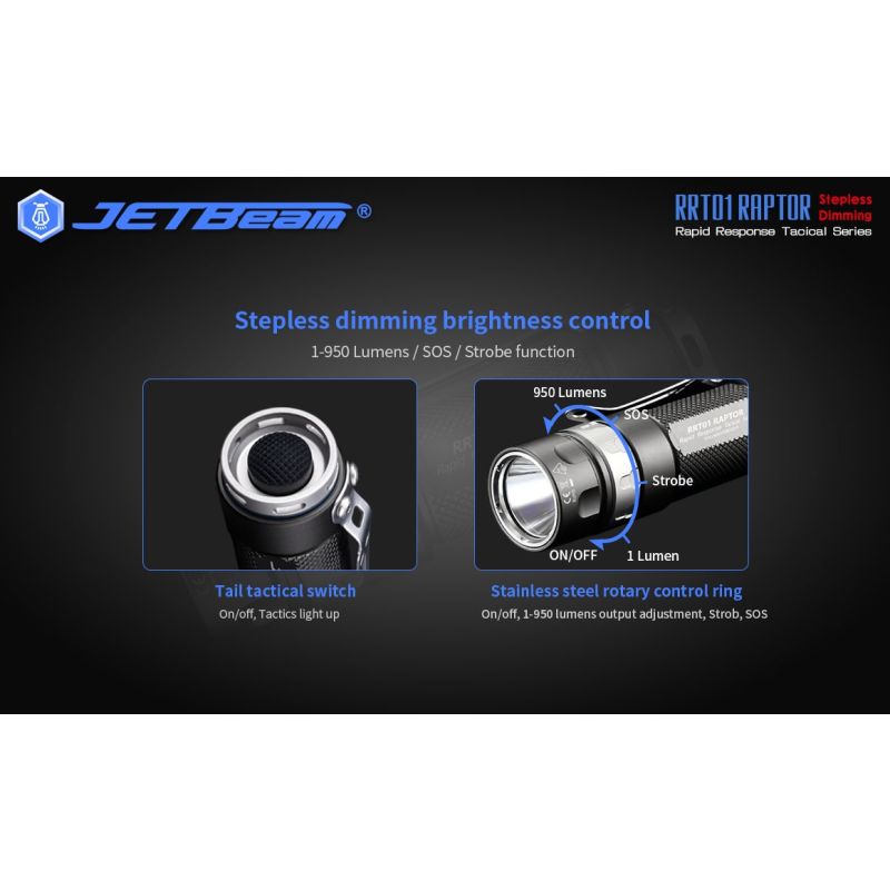 JetBeam Jet-RRT01 XP-L 950 Lumen EDC Zaklamp Heldere LED Duurzaam Outdoor Verlichting Lange Batterijduur