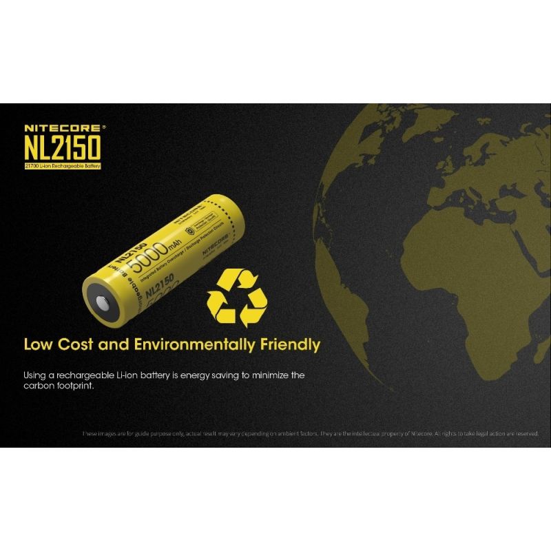 Nitecore NL2150 5000mAh 3.6V Li-ion oplaadbare batterij voor krachtige zaklampen en draagbare elektronica