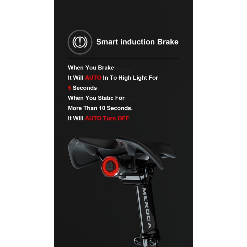 Slimme Fiets Achterlicht met Auto Inductie Remmen LED Verlichting IPX6 Waterdicht USB Opladen Veiligheidslicht