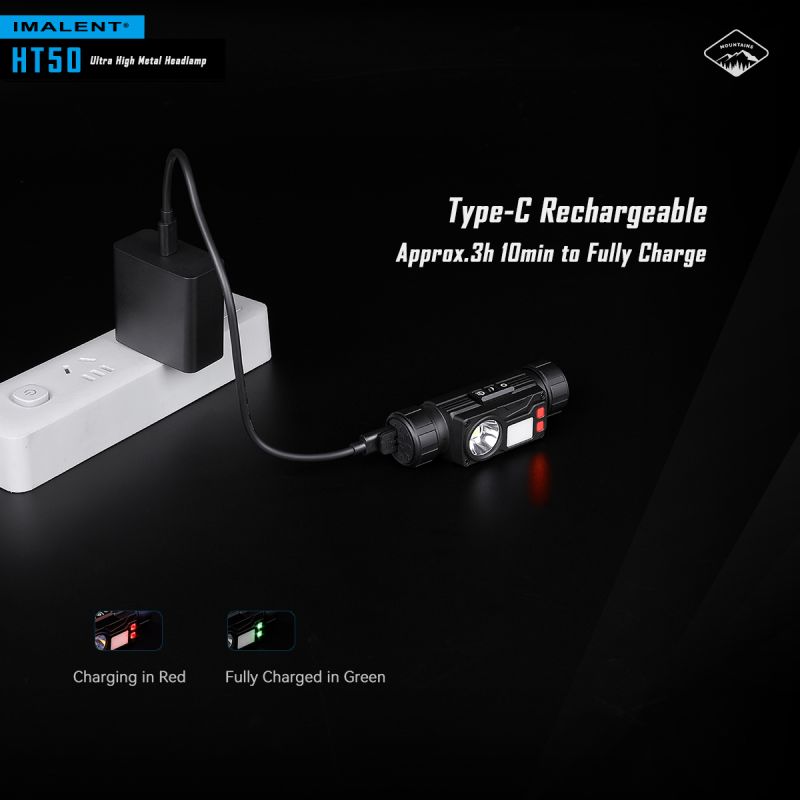 IMALENT HT50 LED-koplamp krachtige koplamp met dubbele lichtbronnen lange looptijd en waterdicht ontwerp