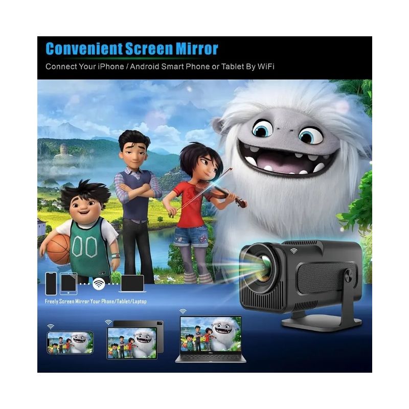 HY320 Android 11 projector 390 ANSI lumen 4K resolutie Dual Wifi6 Bluetooth 5.0 voor thuis en buitenbioscoop