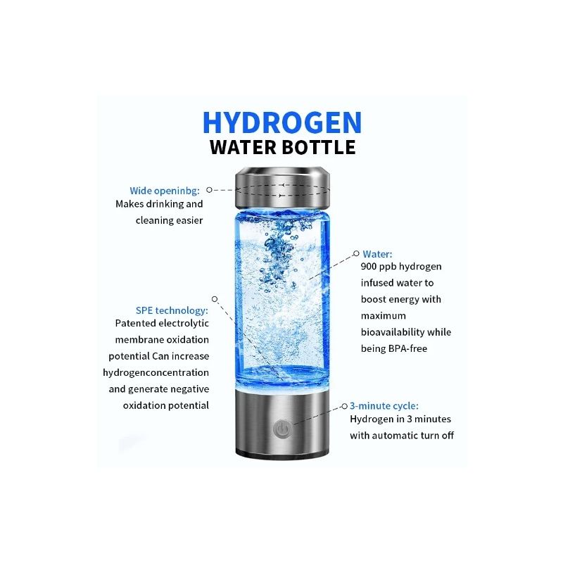 Draagbare Waterstof Generator Waterbeker Ionisator 420ml Gezondheid Antioxidant Hoog Borosilicaatglas