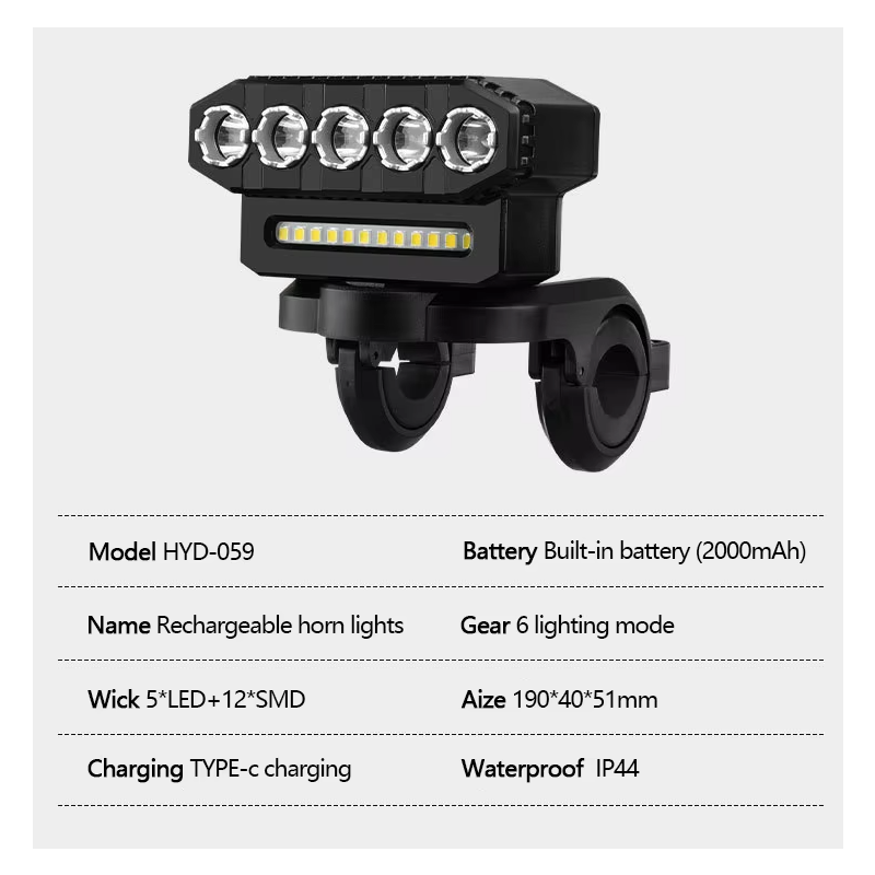 USB oplaadbare fietskoplamp en 120dB fietsveiligheidsaccessoire met draadloze bediening voor avontuurlijke fietsers