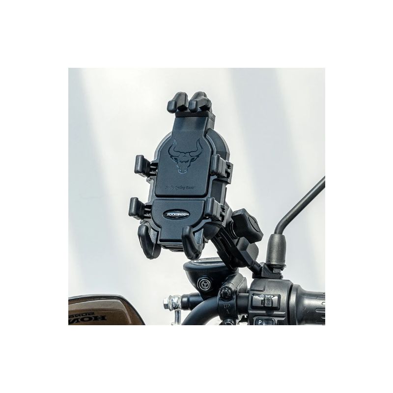 ROCKBROS Telefoonhouder Aluminium Draaibare en Verstelbare Motorfietstelefoonhouder met Siliconen Schokabsorptie